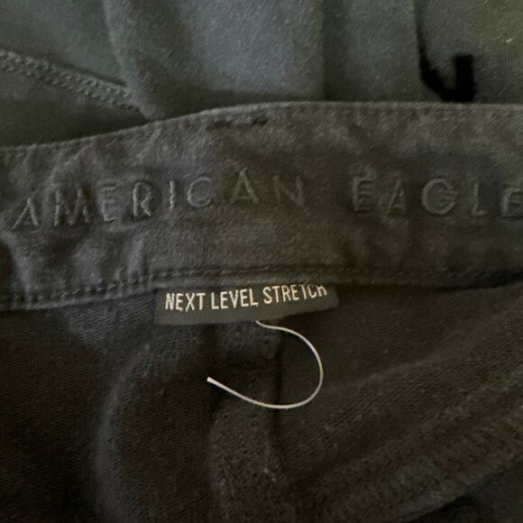 American Eagle Next Level Stretch Black Skinny Leg Mid Rise Denim Jeans Pants 2 - Picture 4 of 5